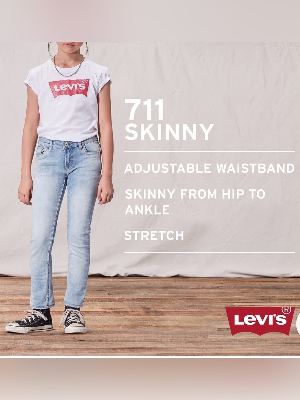 Levi's Light Blue 711 Skinny Kids Jeans